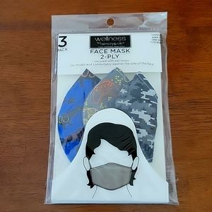 NWT WELLNESS 3 PACK FACE MASK TODDLER 2-4